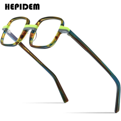 HEPIDEM Multicolor Acetate Glasses Men Retro Square Prescription Eyeglasses Women Myopia Optical Frame Spectacles Eyewear 9246