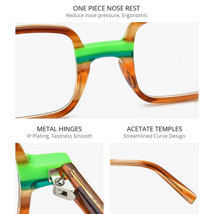 HEPIDEM Multicolor Acetate Glasses Men Retro Square Prescription Eyeglasses Women Myopia Optical Frame Spectacles Eyewear 9246