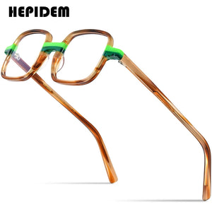 HEPIDEM Multicolor Acetate Glasses Men Retro Square Prescription Eyeglasses Women Myopia Optical Frame Spectacles Eyewear 9246