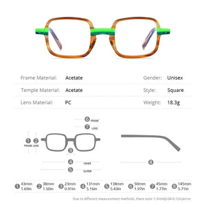 HEPIDEM Multicolor Acetate Glasses Men Retro Square Prescription Eyeglasses Women Myopia Optical Frame Spectacles Eyewear 9246