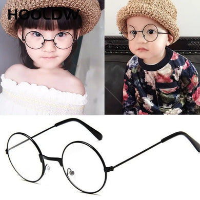 HOOLDW Vintage Round Kids Glasses Boys Girls Metal Frame Clear Lens Myopia Optical Transparent Eyewear For Children Baby Glasses