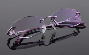 Reven Jate 2123 Pure Titanium Rimless Diamond Cutting Woman Glasses Frame Optical Prescription Eyeglasses Women Eyewear Fashion