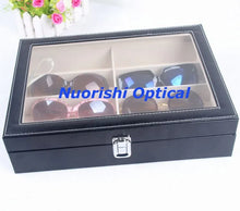 Load image into Gallery viewer, Holding 8pcs Eyewear Sunglass Eyeglass Glasses Black Leather Display Sample Case Box With Clear Cover A633C-8S