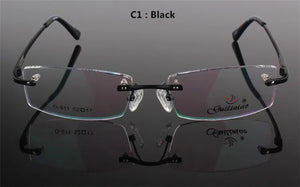 Rimless Men Style Eye Glasses Frame Quality  Style Metal Spectacle Square Eyewear For Men Oculos