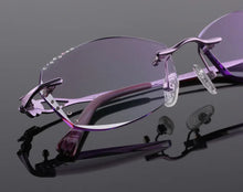 Carica l&#39;immagine nel visualizzatore di Gallery, Reven Jate 2123 Pure Titanium Rimless Diamond Cutting Woman Glasses Frame Optical Prescription Eyeglasses Women Eyewear Fashion