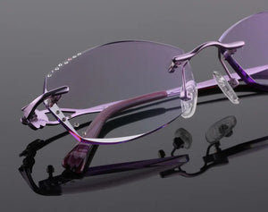 Reven Jate 2123 Pure Titanium Rimless Diamond Cutting Woman Glasses Frame Optical Prescription Eyeglasses Women Eyewear Fashion