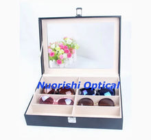 Load image into Gallery viewer, Holding 8pcs Eyewear Sunglass Eyeglass Glasses Black Leather Display Sample Case Box With Clear Cover A633C-8S