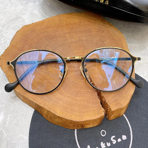 HUKU Japanese   Brand TITANIUM Eyeglasses Frames Men Retro Business Outdoor Myopia Glasses Women Vintage Round Oval Eyewear