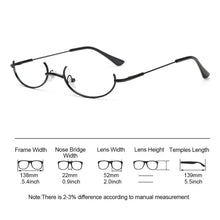 Load image into Gallery viewer, Half Frames Glasses Frame  No Lens Myopia Cosplay Party Decoration Eyewear Metal Photography Eyeglasses Frame