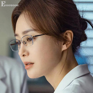 Half-Rim Optical Glasses For Women Men Titanium Square Eyeglasses Design Anti Blue Light Myopia Reading 7g Eyewear Frame