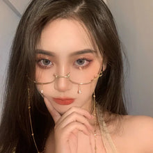 Carica l&#39;immagine nel visualizzatore di Gallery, Half-frame Decorative Glasses Anime Two-dimensional Glasses Frame Pendant with Chain Decorative Glasses Party Eyeglasses