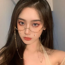 Carica l&#39;immagine nel visualizzatore di Gallery, Half-frame Decorative Glasses Anime Two-dimensional Glasses Frame Pendant with Chain Decorative Glasses Party Eyeglasses