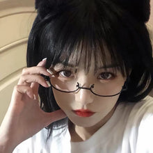 Carica l&#39;immagine nel visualizzatore di Gallery, Half-frame Decorative Glasses Anime Two-dimensional Glasses Frame Pendant with Chain Decorative Glasses Party Eyeglasses
