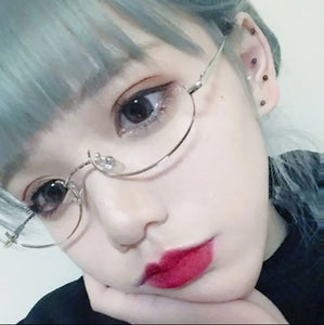 Half-frame Decorative Glasses Anime Two-dimensional Glasses Frame Pendant with Chain Decorative Glasses Party Eyeglasses