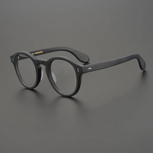 Handmade Classical Round Acetate Eyeglasses Frames Men Fashionable  Glasses Women Matte Black High Quality Eyewear