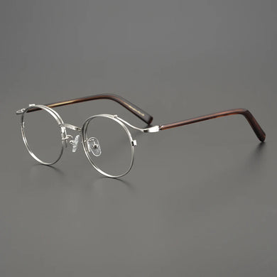 Handmade Eyeglasses Retro Round Gold Wire Pure Titanium Alloy Glasses Frame Men Eyewear Ultra Light Myopia Japanese Designer