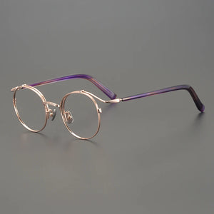 Handmade Eyeglasses Retro Round Gold Wire Pure Titanium Alloy Glasses Frame Men Eyewear Ultra Light Myopia Japanese Designer