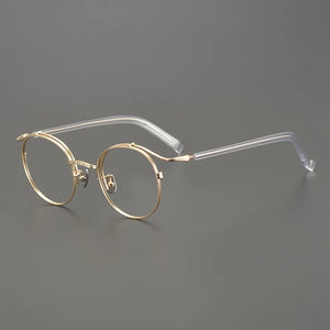Handmade Eyeglasses Retro Round Gold Wire Pure Titanium Alloy Glasses Frame Men Eyewear Ultra Light Myopia Japanese Designer