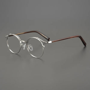 Handmade Eyeglasses Retro Round Gold Wire Pure Titanium Alloy Glasses Frame Men Eyewear Ultra Light Myopia Japanese Designer