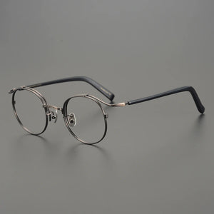 Handmade Eyeglasses Retro Round Gold Wire Pure Titanium Alloy Glasses Frame Men Eyewear Ultra Light Myopia Japanese Designer