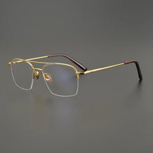 Load image into Gallery viewer, Handmade Retro Pure Titanium Glasses Frame Double Beam Pilot Men Prescription Optical Eyeglasses Women Square Half-Rim Eyewear