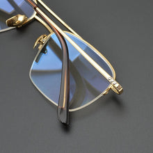 Load image into Gallery viewer, Handmade Retro Pure Titanium Glasses Frame Double Beam Pilot Men Prescription Optical Eyeglasses Women Square Half-Rim Eyewear