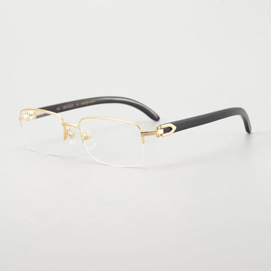 Handmadehigh-end half frame ox horn glasses frame men's and women's business big face ultra light spring leg with myopia glass