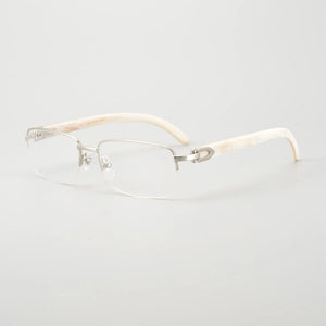 Handmadehigh-end half frame ox horn glasses frame men's and women's business big face ultra light spring leg with myopia glass