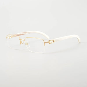 Handmadehigh-end half frame ox horn glasses frame men's and women's business big face ultra light spring leg with myopia glass