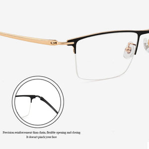 Handoer Pure Titanium Glasses Frame Half Rimless Men Business UV400 Anti-Reflective Optical Prescription Eyewear Spectacles