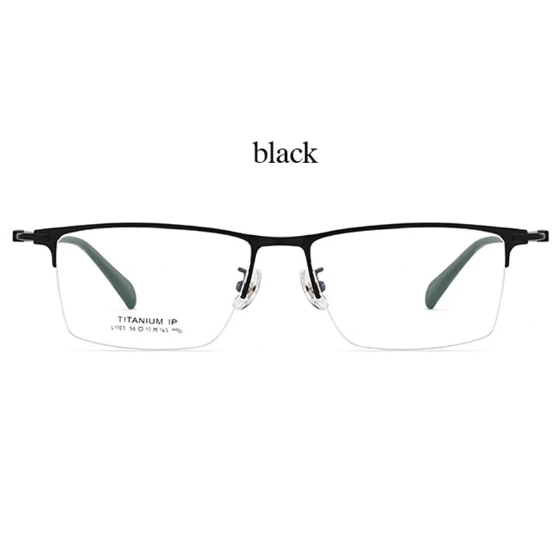 Handoer Pure Titanium Glasses Frame Half Rimless Men Business UV400 Anti-Reflective Optical Prescription Eyewear Spectacles