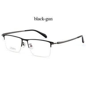 Handoer Pure Titanium Glasses Frame Half Rimless Men Business UV400 Anti-Reflective Optical Prescription Eyewear Spectacles