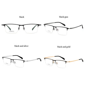 Handoer Pure Titanium Glasses Frame Half Rimless Men Business UV400 Anti-Reflective Optical Prescription Eyewear Spectacles