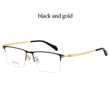 Load image into Gallery viewer, Handoer Pure Titanium Glasses Frame Half Rimless Men Business UV400 Anti-Reflective Optical Prescription Eyewear Spectacles