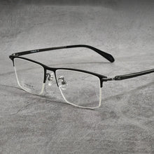 Load image into Gallery viewer, Handoer Pure Titanium Glasses Frame Half Rimless Men Business UV400 Anti-Reflective Optical Prescription Eyewear Spectacles