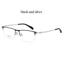 Load image into Gallery viewer, Handoer Pure Titanium Glasses Frame Half Rimless Men Business UV400 Anti-Reflective Optical Prescription Eyewear Spectacles