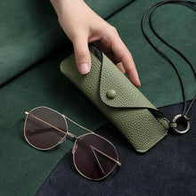 Load image into Gallery viewer, Hanging Neck Sunglasses Bag Cover Myopia Glasses Case Leather Portable Eyewear Box glasses Pouch