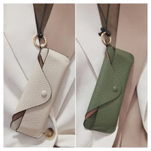 Load image into Gallery viewer, Hanging Neck Sunglasses Bag Cover Myopia Glasses Case Leather Portable Eyewear Box glasses Pouch