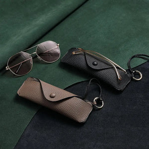 Hanging Neck Sunglasses Bag Cover Myopia Glasses Case Leather Portable Eyewear Box glasses Pouch