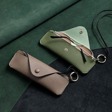 Load image into Gallery viewer, Hanging Neck Sunglasses Bag Cover Myopia Glasses Case Leather Portable Eyewear Box glasses Pouch