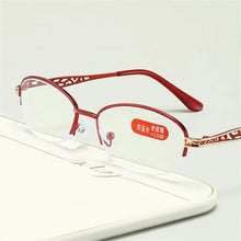 Load image into Gallery viewer, seemfly Red Metal Anti-Blue Light Presbyopia Reading Glasses  Women Diopter +1 +1.5 +2 +2.5 +3 Retro Eyewear Spectacle Female