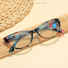 Load image into Gallery viewer, seemfly Retro Reading Glasses Ladies Printed floral Computer Anti-fatigue Presbyopia Eyeglasses Redder Eyewear With +1.0 +1.5 +2