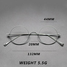 Load image into Gallery viewer, Vintage Pure Titanium Eyeglasses Frame Men Small Round Myopia Prescription Optical Glasses Frame Women Retro Luxury Eyewear