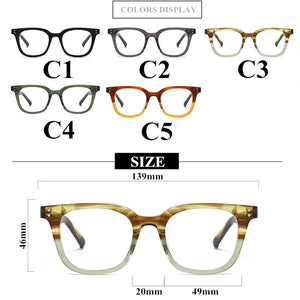 Acetate Square Eyeglasses Frame for Men Women Vintage Optical Glasses Frames Gradient Prescription Eyewear