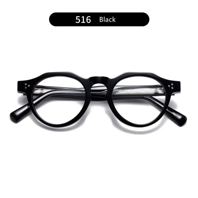 Brand Designer Acetate Glasses Frame Men Clear Lens Retro Round Eyeglasses Women Myopia Prescription Eyewear TVR516
