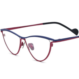 High Quality Color Titanium Eyeglasses Frame Men Women  Flat Light Mirror Cat's Eye Retro Optical Prescription Glasses