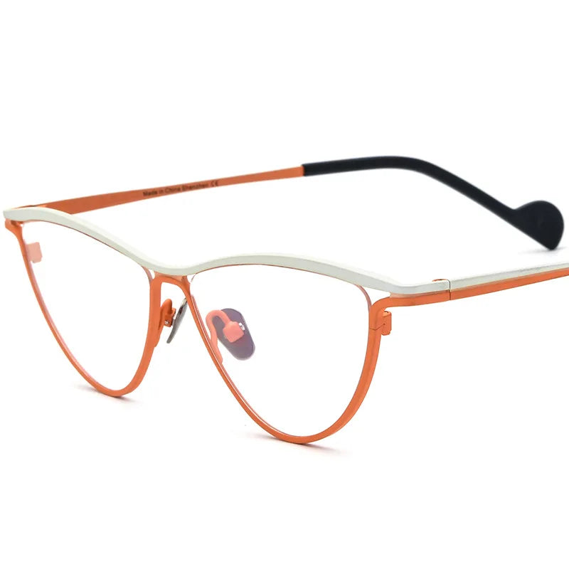 High Quality Color Titanium Eyeglasses Frame Men Women  Flat Light Mirror Cat's Eye Retro Optical Prescription Glasses