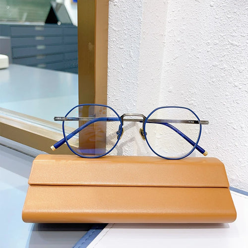 Japanese Brand Oval Handmade Eyeglasses Optical for Men and Women Vintage Glasses Pure Titanium Frame GMS-117