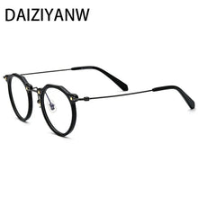 Load image into Gallery viewer, Metal Titanium Eyeglass Frame Retro Men Women Round Acetate Fiber Leg Texture Eyeglass Frame