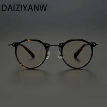 Load image into Gallery viewer, Metal Titanium Eyeglass Frame Retro Men Women Round Acetate Fiber Leg Texture Eyeglass Frame